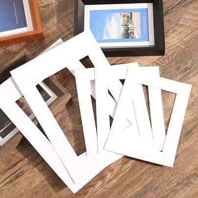 10pcs 6"/7"/8"/A4 Rectangular Milky White Photo Frames, 2cm Border, With Cardboard Backing For Photo Wall Display