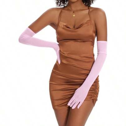 - Guantes de malla transparentes para mujer, guantes largos formales de encaje, guantes de tul elsticos y sexys, disfraz de pera, de baile