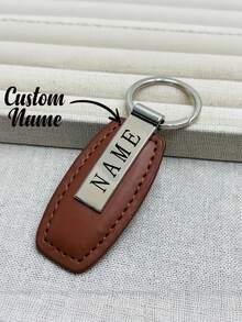 Fashionable Metal And PU Leather Keychain, Customizable Logo And Name, In-Stock Hardware Accessories, Suitable For Car, Motorcycle Key Rings, Clips, Pendants, Gifts - Multicolor - View 5