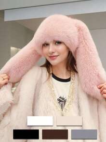 1 Stück süßer Hut mit langem Ohrdesign, Herbst/Winter Accessoire, windundurchlässig, warm, Ohrenschutz. Geeignet für Halloween, Weihnachten, Musikfestivals, Partys, Cosplay, Aufführungen, Outdoor - mehrfarbig - Übersicht 1