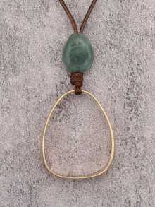 1件独特夸张极简椭圆形合金吊坠项链，男士时尚串珠嘻哈长链，情侣礼物，情人节和圣诞节礼物