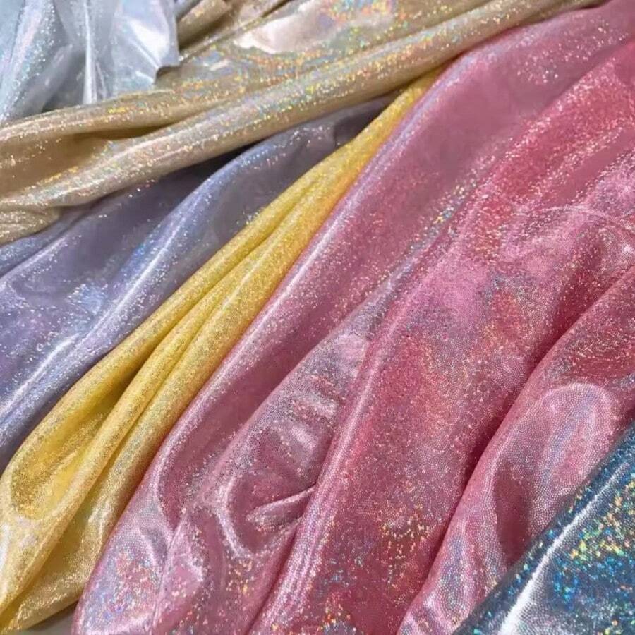 150cm X 100cm Laser Holographic Shiny Metallic Fabric, Suitable For Stage Costumes, Decor, Handmade DIY - Multicolor - View 1