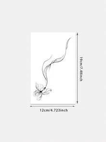 1pc Waterproof, Sweat-Resistant, Non-Reflective Temporary Tattoo, Y2K Floral, Butterfly & Vine Line Design, Realistic Temporary Tattoo Suitable For Fashion Enthusiasts
