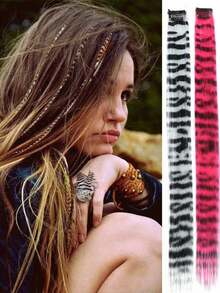 Leopard Pattern Mix Color Clip-In Hair Extensions, Y2K Streetwear Style Claw Clips Hair Claws Hair Barrettes, School Stuff, Hair Accerssories - Multicolor - View 3