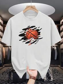  Camiseta de manga corta con cuello redondo estampada, camiseta de patrón de... - Blanco - Ver 1