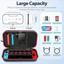 Carrying Case, Multifunctional Protective Pouch Compatible With OLED Model, Holds Console, Charger, Game Cards, Cables And Wrist Strap - Black - View 5