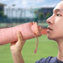 Collapsible Silicone Water Bottle, Portable Foldable Large Capacity Cup For Outdoor Hiking Cycling Travel - 紫色 - 查看 8