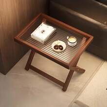 便携式咖啡桌，桌面及抛光框架 - 节省空间的折叠设计，紧凑型桌面，适合室内/室外使用，现代波西米亚风格，是小型公寓、阳台、露台、客厅的理想之选 - 采用耐用材料制成 - 彩色 - 查看 6