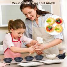 12pcs Non-Stick Mini Egg Tart Mold, Mini Egg Tart Mold, Top Diameter 2.6 Inches, Bottom Diameter 1.65 Inches, Height 0.9 Inches, Carbon Steel Material, Reusable Baking Tool For Kitchen - Multicolor - View 3