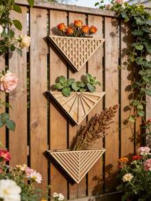 1 pieza Estantería de pared de triángulo geométrico estilo bohemio, soporte colgante para plantas suculentas, estantería para plantas de interior/exterior, estantería de flores de pared minimalista moderna, estantería decorativa, adecuada para sala de estar, dormitorio, balcón, entrada, decoración de pared de apartamento, exhibición de plantas, estilo nórdico bohemio, almacenamiento de pared ahorrativo de espacio y decoración del hogar - Multicolor - Ver 9