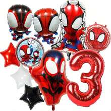 蜘蛛侠主题气球，适合蜘蛛侠主题生日派对、漫画主题庆祝活动、独立日、毕业典礼或超级英雄主题生日派对。 - 彩色 - 查看 16