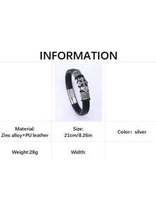 1pc Men's Punk Style Skull Cross Handmade Woven Leather Bracelet Accessory - Bracelet - View 14