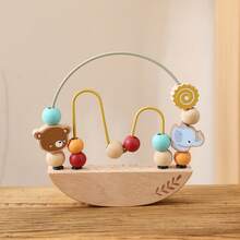 木质半圆形底座动物串珠玩具，可爱装饰婴儿床、游戏区，培养精细动作技能和视觉追踪能力，是万圣节、圣诞节、生日的理想礼物 - 彩色 - 查看 9