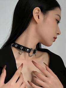 1pc New Fashion Cat Ear PU Leather Choker Necklace Women Chocker Necklaces Accessories Punk Neck Strap Wedding Bride Jewelry Gift - Black - View 4