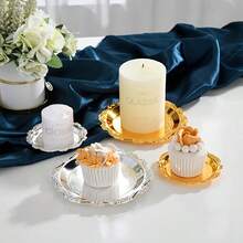 Elegant 4-Inch Metal Tray, Available In Two Colors, Vintage-Style Round Tray, Perfect For Breakfast, Fruit, Snacks, And Nuts - Ideal For Home, Restaurant, Parties, Picnics, And Weddings. Also Suitable For Jewelry Display And Storage.