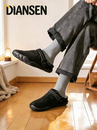 Women's Soft Suede Plush Minimalist Slippers, Simple Design, Lightweight And Fashionable, Wide Toe Box, Comfortable For Indoor And Home Wear, Fuzzy Material, Elegant College Style Slippers, Suitable For Autumn And Winter