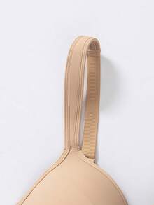 MLeyhoice 1pc Plus Size Women's Full Coverage Supportive Bra, Smooth Minimalist Wide Strap Comfortable Lift Bra - Apricot - View 8