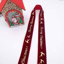 2-Meter Christmas Gift Wrapping Ribbon, Printed Velvet Ribbon, Suitable For Holiday DIY Bows, Gift Wrapping, Wreaths, And Door Decorations - Perfect For Christmas, Valentine's Day, Decorating Gift Boxes, Making Valentine's Crafts, Christmas Ribbon Decorations - Multicolor - View 3