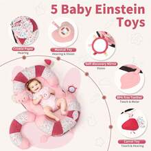 2in1 Tummy Time Activity & Seat Support Baby Play Mat With 5 Sensory Toys & Music, Washable Baby Floor Seat Playmat For Sitting, Soft, No-Slip - Pink-28in - 查看 2