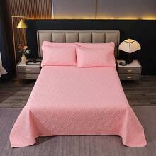 3pcs Modern Polyester Embossed Bedspread Set, [2 Pillowcases, No Pillow Inserts], Stain Resistant, Suitable For Living Room, Bedroom, Hotel - Pink - View 9