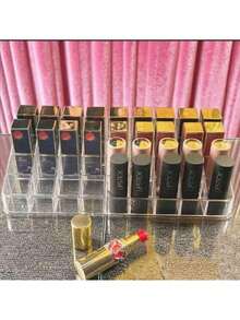 1个多隔层口红收纳盒 - 透明亚克力化妆品收纳盒，可收纳口红、眉笔和化妆刷 - 非常适合卧室梳妆台使用