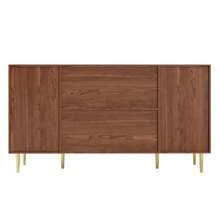 Sideboard, Rattan Sideboard, Storage Cabinet With Drawer, Freestanding Wooden Cabinet, Kitchen, Home, Living Room, Brown, 160 X 40 X 90 Cm - Natural Color - View 8