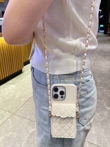 一套时尚单肩/斜挎包，配有金色链条、珍珠装饰和米色纹理皮革卡包 + 米色纹理皮革防摔手机壳，兼容三星/红米/小米/OPPO/VIVO/传音等品牌手机。 - 米色 - 查看 2