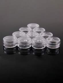 Transparent Plastic Jewelry Bead Storage Box Small Bottom Round Container Jars Make Up Organizer Storage Boxes,Transparent Plastic Jewelry Storage Organizer Boxes,Earring Pill Container Small Items Holder, Suitable For Beading Makeup Craft Projects, Stackable Design, Compact , Polished Surface, Small Items Organizer, Essential Gift For Travelers - Multicolor - View 2