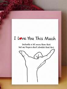 1张“我爱你这么多”创意情人节贺卡，以距离对比设计，送给妻子、丈夫、男友/女友的礼物，高品质贺卡，带信封（12x17厘米）/（4.72x6.7英寸） - 彩色 - 查看 9