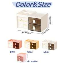 1pc Multi-Layer Drawer Storage Box, Cute Rabbit Desk Organizer Box, Suitable For Office, Home, School, Dorm, Cosmetic Storage, Birthday Gift - Multicolor - View 10