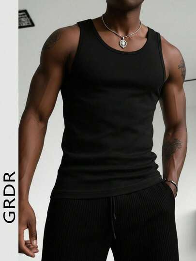  GRDR Men's Casual Solid Color Tank Top, Versatile For Summer