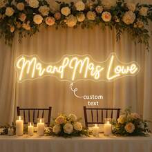 Customized Neon Light Wedding Decoration, Room Decor, Personalized Wedding LED Neon Light, Holiday Gift, Handmade Neon Light Wall, Bedroom Home Commercial Shop Decor Light Sign, LED Light Sign Birthday Party Decor (1 Or 2 Lines Of Text Can Be Customized) - One Line Text - View 2