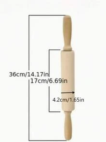 1pc Wooden Rolling Pin, Household Wooden Roller For Baking, Dumpling Making Tool - Multicolor - View 5