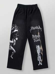 Joint-Styled Anime "" Jogging Pants With 3D Printed Air Layer And Wide-Leg Design - YCK2HY07K - 查看 1