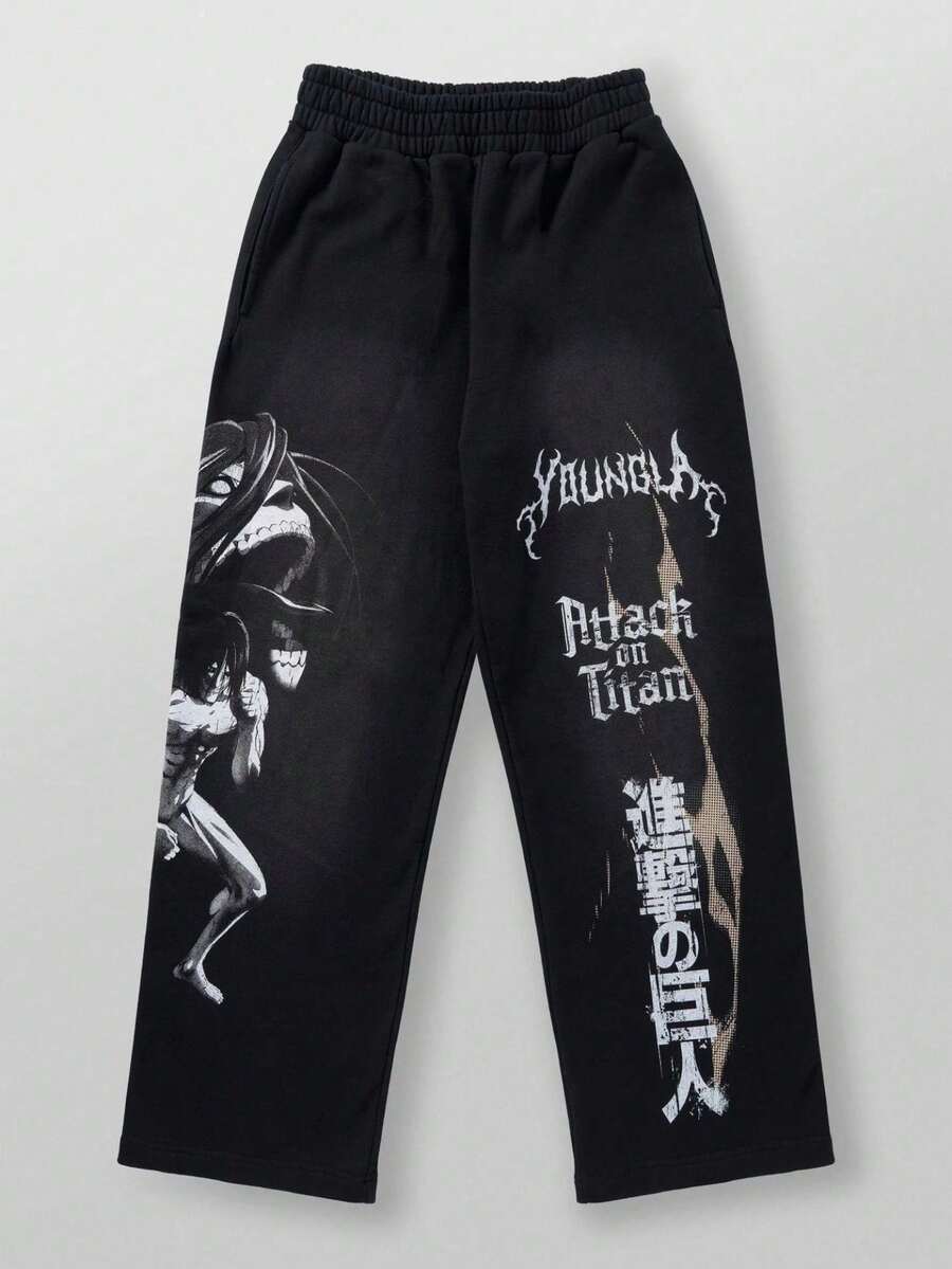 Joint-Styled Anime "" Jogging Pants With 3D Printed Air Layer And Wide-Leg Design - YCK2HY07K - 查看 1
