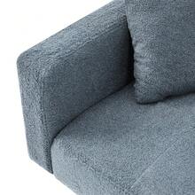 Convertible Sherpa Sofa Bed With Adjustable Backrest, Gold Metal Legs And Side Pockets - Blue + Foam + 2 Seat - View 5