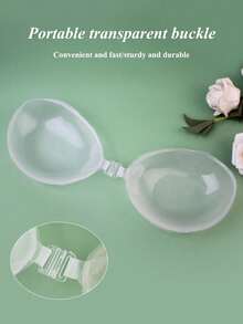 1pc Women's Silicone Sticky Bra, Invisible Strap Lift Up Design, Self-Adhesive Strapless Bra, Suitable For Wedding Dresses, Backless Dresses, Spaghetti Strap Dresses, Tight Dresses, Sheer Tops, Camisoles, Bridal Shower, Travel, Party, Cocktail, Formal Events - Transparent - View 4