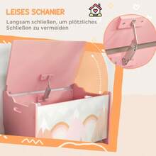 Storage Box With Storage Space, Toy Box With Anti-Pinch Hinges On The Lid, Cute Animal Design, 60 X 37 X 39 Cm, Pink - Pink + Wood - View 8