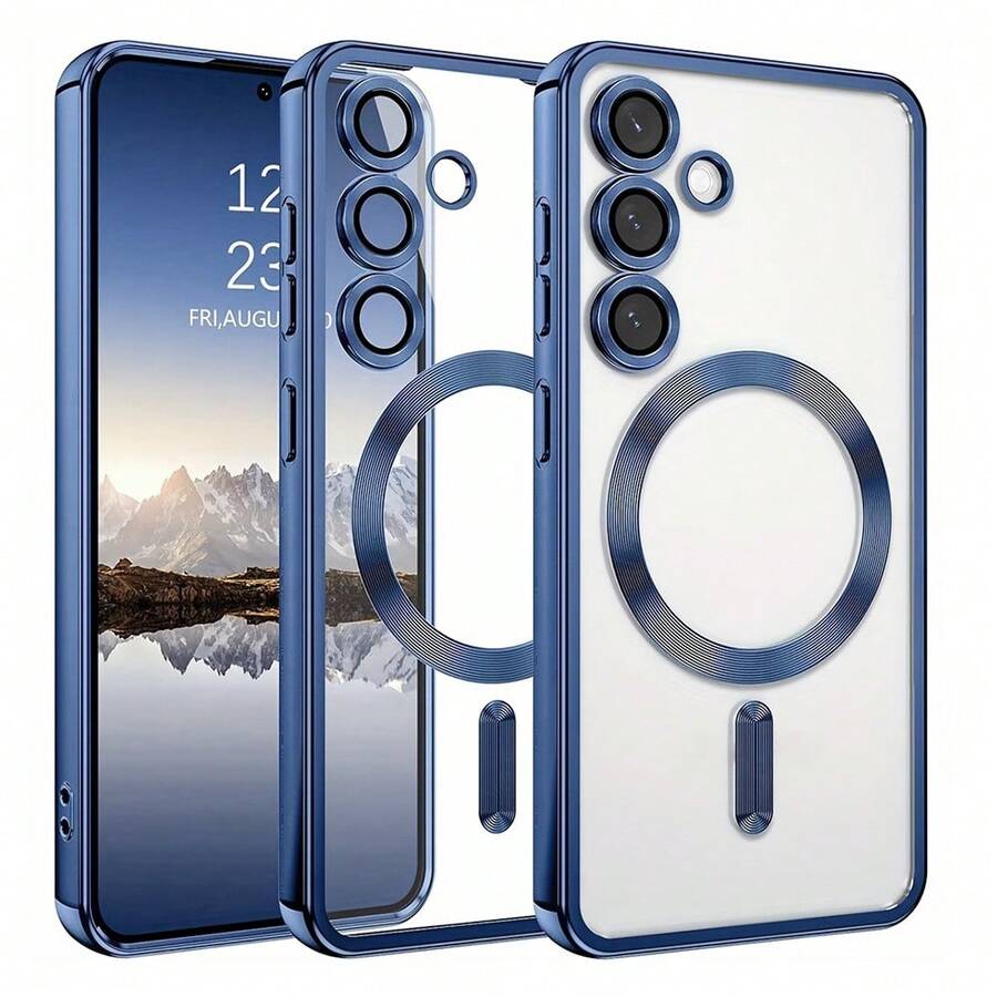 适用于三星 Galaxy A06 A16 A26 A36 A56 S25 Ultra S24 Ultra S25 FE 的磁吸透明手机壳，内置摄像头镜头保护膜，采用奢华电镀软 TPU 材质，透明防震超薄保护套，也适用于 17、16、15、14、13、12、11 系列以及 17 Pro Max，圣诞礼物之选，国际版，非国内版。