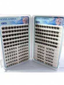 240 Clusters 4 Natural Self-Adhesive False Eyelashes - Mixed Length CC Curly Eyelashes, Containing Sunflower, Trilogy, And Camellia Style Cat Eye False Eyelashes, Messy Appearance, No Glue Needed - C - View 6