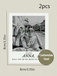 Customized Wine Labels, Waterproof Labels, Customized Photo Wine Labels, Black & White Photo, Uppercase Letters, Black & White Bridesmaid/Maid Of Honor/Proposal Wine Labels, Wedding Gifts, Order Stickers, Wedding Stickers, Party Stickers, Birthday Stickers, Halloween Stickers, Christmas Stickers, Independence Day Stickers - White - View 17