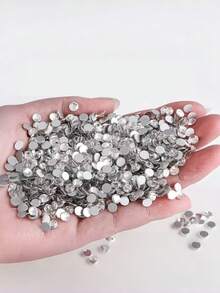 2880pcs Flat Bottom Loose Rhinestones, Transparent & White Glass Rhinestones 2.8mm-4mm, Silver Color Rhinestones For Nail Art/Clothes/Shoes/Cups/Makeup/Phone Decoration DIY Crafts - Silver - View 4