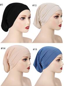 4件套纯色衬里头巾帽，透气弹力管状头巾头套内衬头巾 - 彩色 - 查看 52