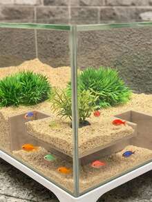 水族裝飾角落隧道 | ABS樹脂魚類躲藏處，適用於鬥魚、泥鰍，多功能水生棲息地 | 耐用魚類庇護所（注意：由於本產品為3D列印產品，底部可能會不可避免地不平整，但不影響正常使用，感謝您的理解） - A - 查看 1