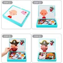 Kids Magnetic Building Block ToysGenérico Magnetic Puzzles Face Dress Up Travel Game Double Side Preschool Educational Learning Toy for Magnetic Dress up Puzzle Enhances Creativity and Learning Portable Face-Changing Show - Espectáculo de cambio de rostro - Ver 3