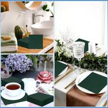 20pcs/Set, 40pcs/Set, 60pcs/Set Thick & Soft Absorbent Dark Green Solid Color Party Napkins, 2-Ply Soft Paper Napkins, 33cm*33cm When Unfolded, Suitable For: Wedding, Tea Party, Birthday Party Decorations, Party Decorations, Party Supplies, Holiday Decorations, Holiday Supplies - Dark Green - View 4