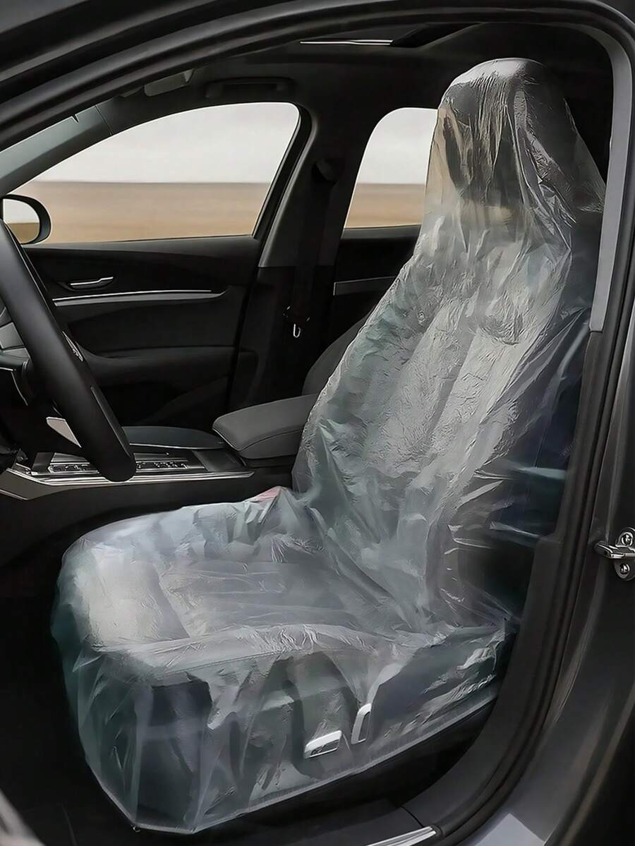 10 PEÇAS/20 PEÇAS Capas Descartáveis para Assento de Carro Fornecem Proteção Temporária, Capas de Assento de Plástico para Carros Mantêm o Interior do Carro Arrumado, Acessórios Universais para Carros e Protetor de Assento de Carro para a Maioria dos Carros - transparente - Visão 1