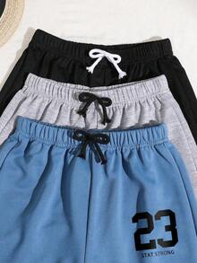 青少年男孩卡通印花直筒宽松针织短裤 - 彩色 - 查看 3