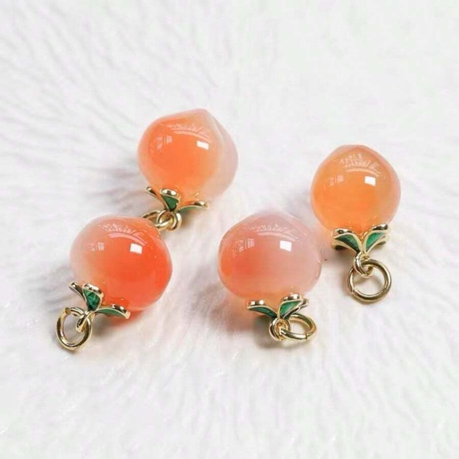 4pcs Natural Agate Pink Pendant, Crystal Pink DIY Beads, Can Be Used To Make Bracelets And Earrings, Gemstone Material, No Power Required - Multicolor - View 1