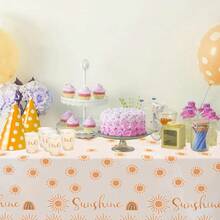 R's Platos para Fiestas de Cumpleaños Juego de Vajilla Desechable Incluyendo Bandeja de Papel Vasos de Papel Toallas de Papel Manteles Adecuado para Fiestas de Festivos Sol - Sol - Ver 5